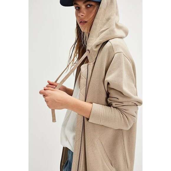 Free People Redwood Cardi Jacket Hoodie Top Soft Cotton Zip-up Slouchy S 276952